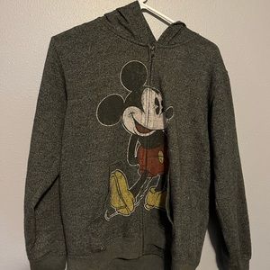 Grey Mickey Mouse zip up hoodie.